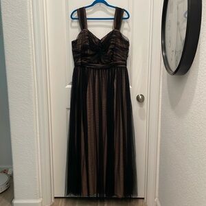 Women’s City Chic Naked Black Tulle Satin Lined Evening Gown Sz 18